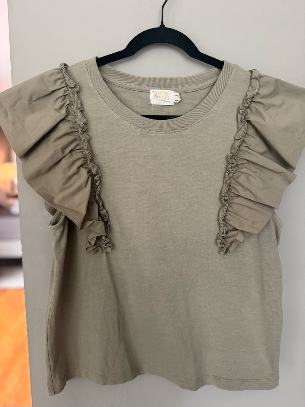 Nation 100% Cotton Ruffle Sleeve Tee